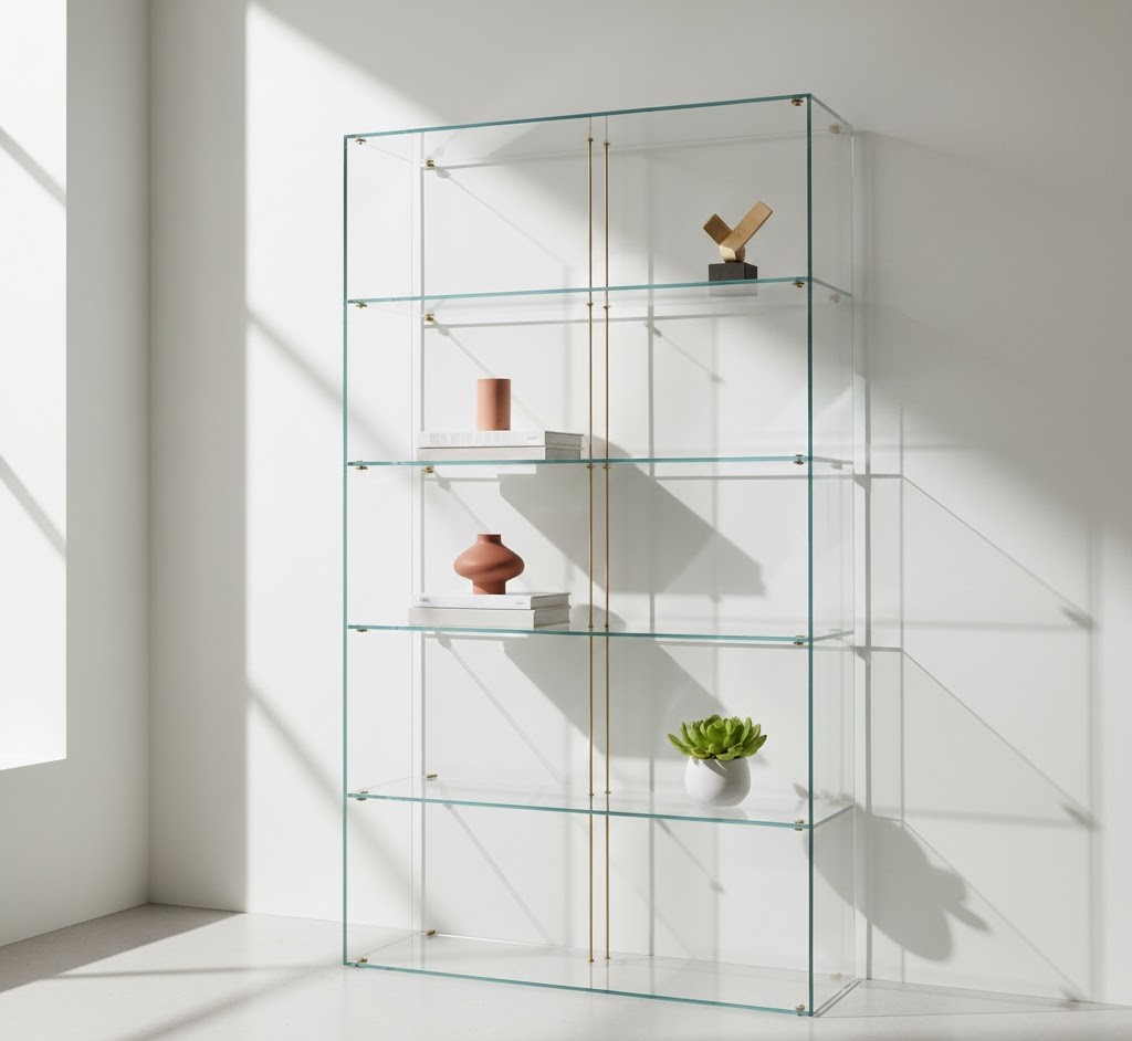 Glass shelving unit
